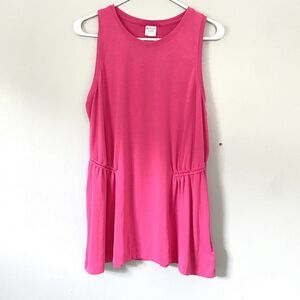 Athleta Top Size Large Pink Sleeveless Tank Ruched Waist Soft Preppy Barbiecore